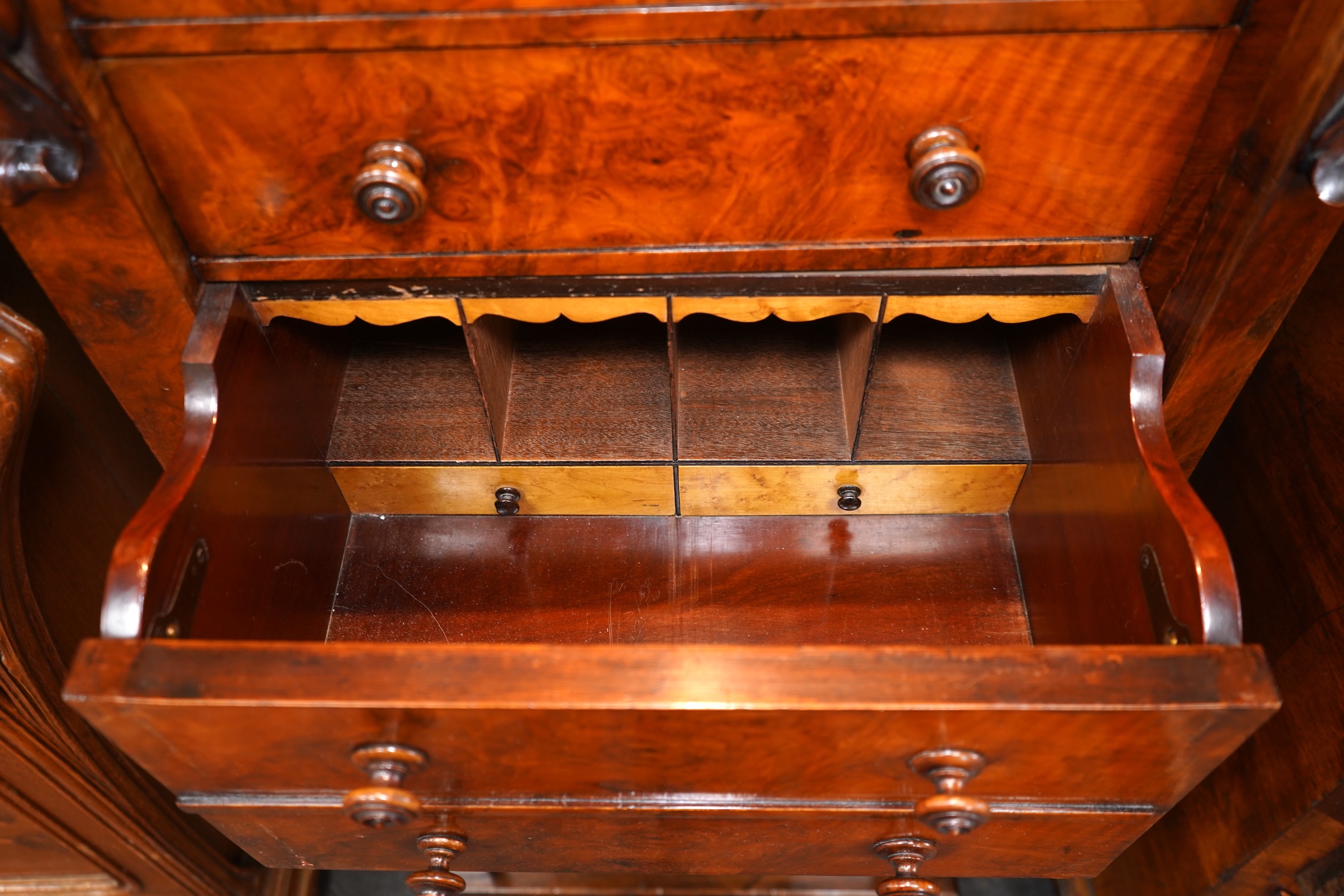 A Victorian walnut secretaire Wellington chest
